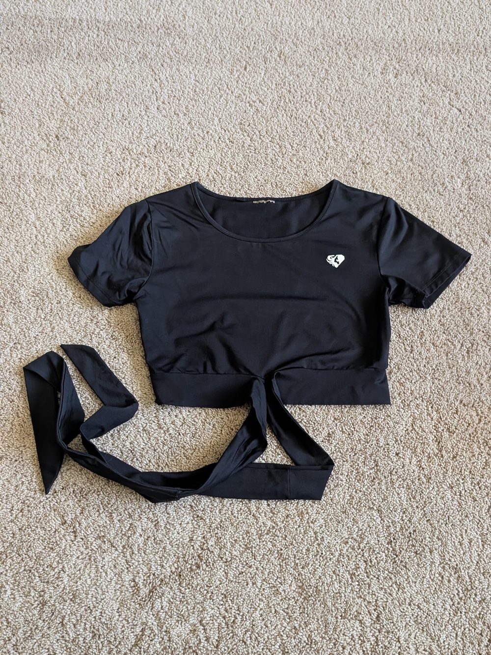 Black Wrap-Detail Crop Top